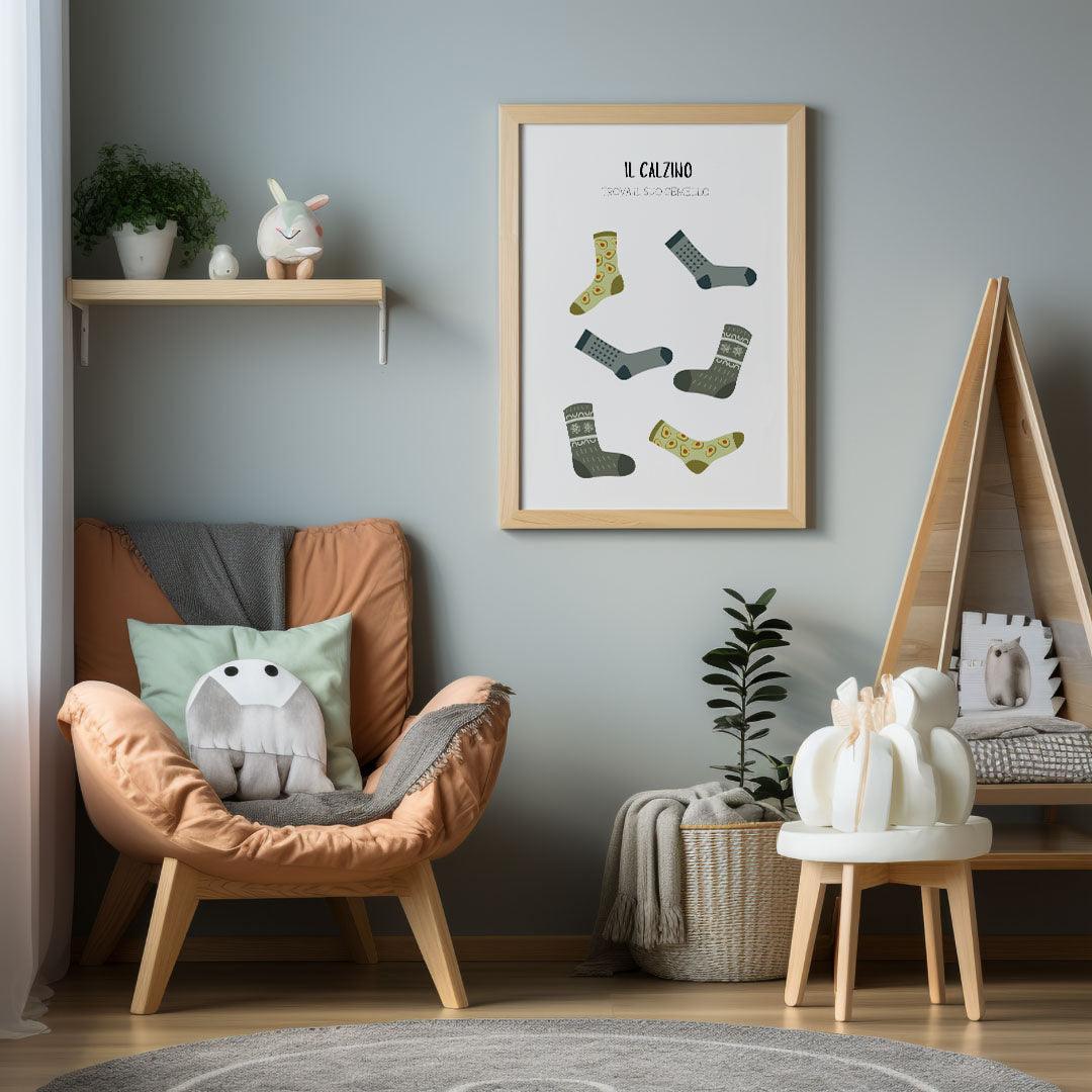 Poster per bambini da stampare con Calzini Blu e Verdi - PrintableChild