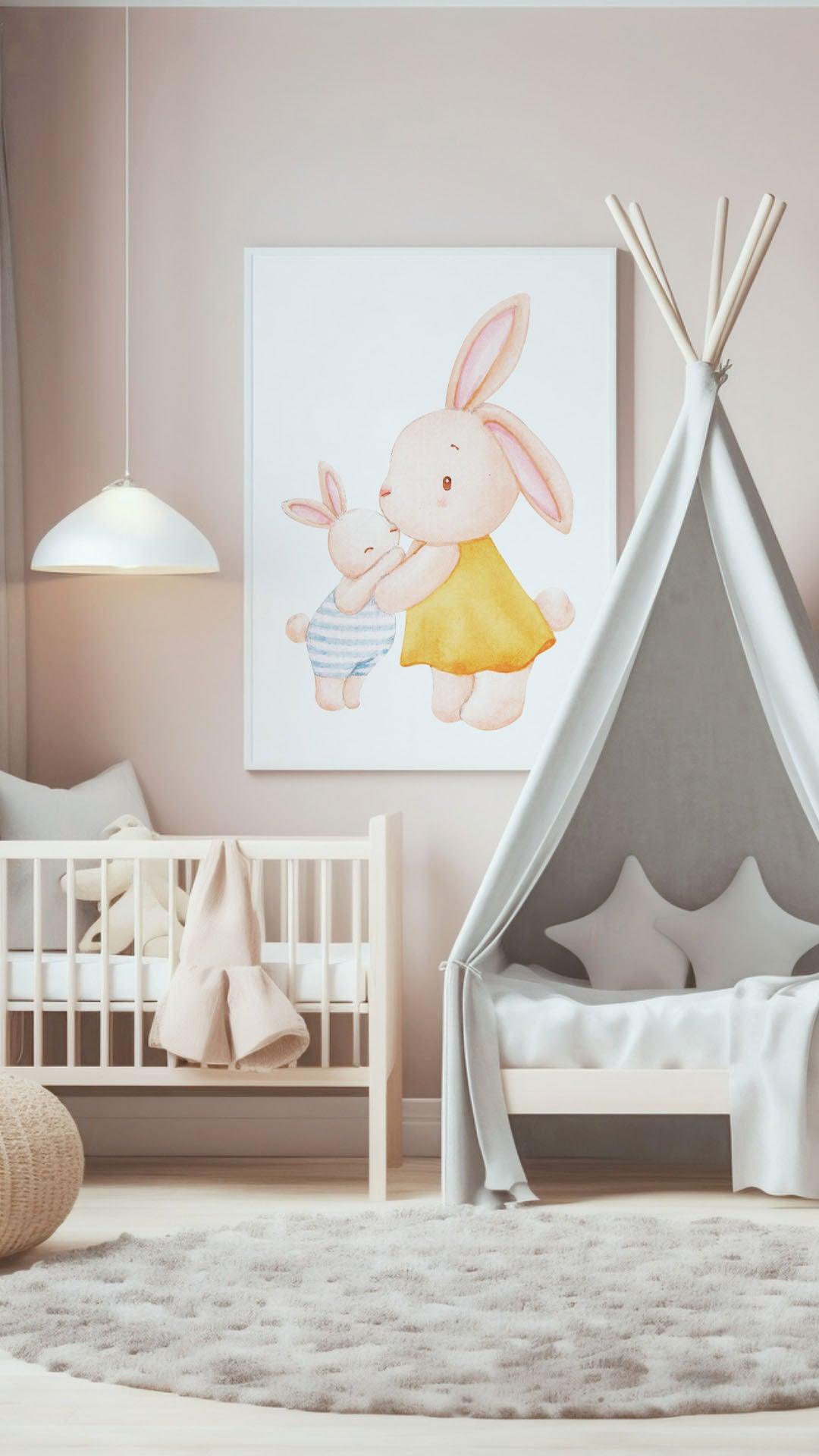 Poster per bambini da stampare con Coniglietto Madre e Figlio - PrintableChild