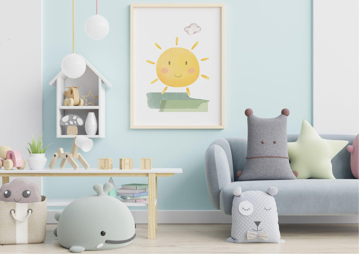 Poster per bambini da stampare con Sole e Prato - PrintableChild