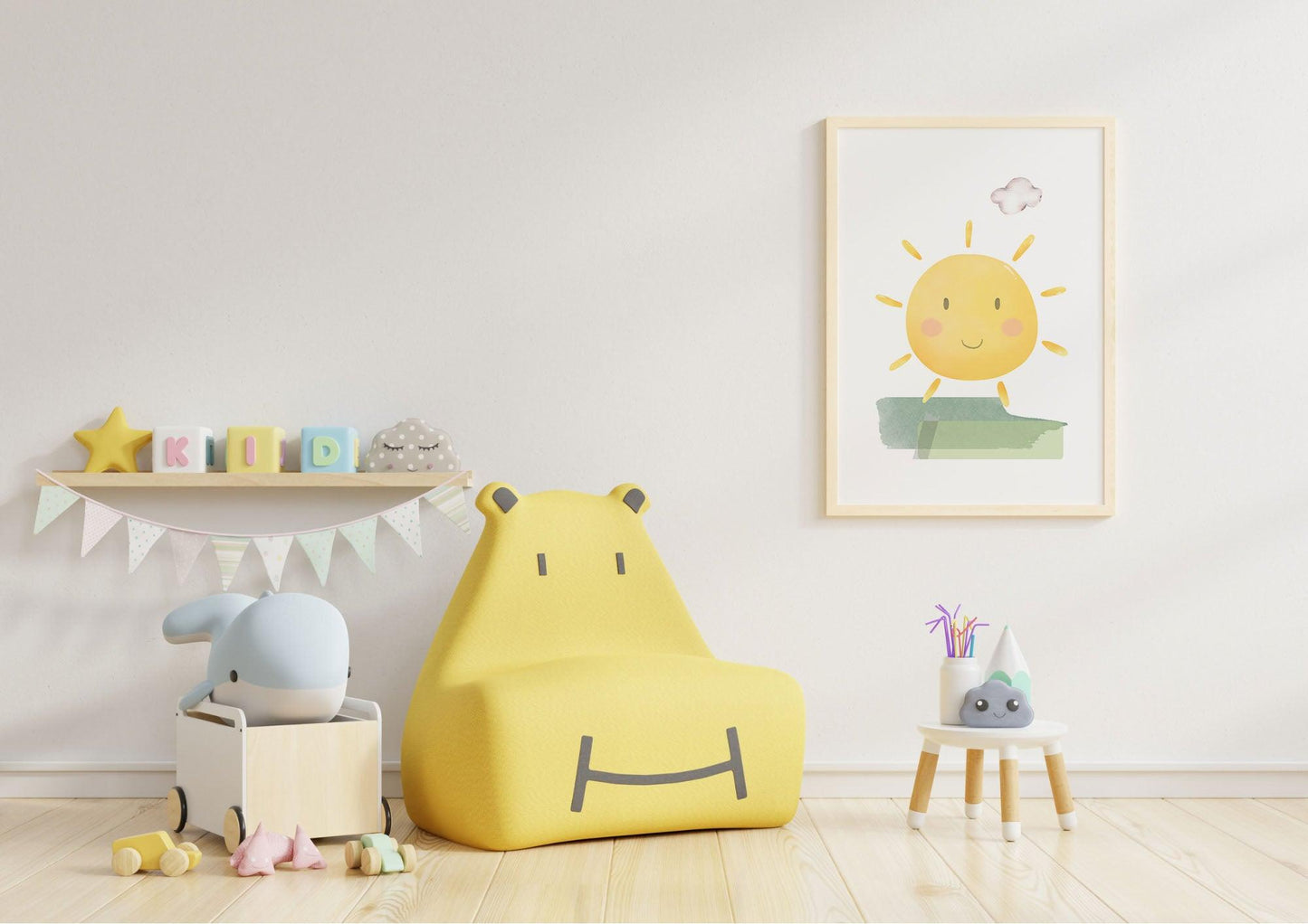 Poster per bambini da stampare con Sole e Prato - PrintableChild