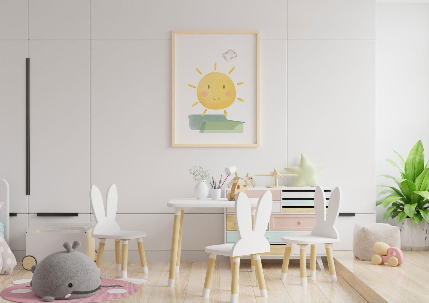 Poster per bambini da stampare con Sole e Prato - PrintableChild