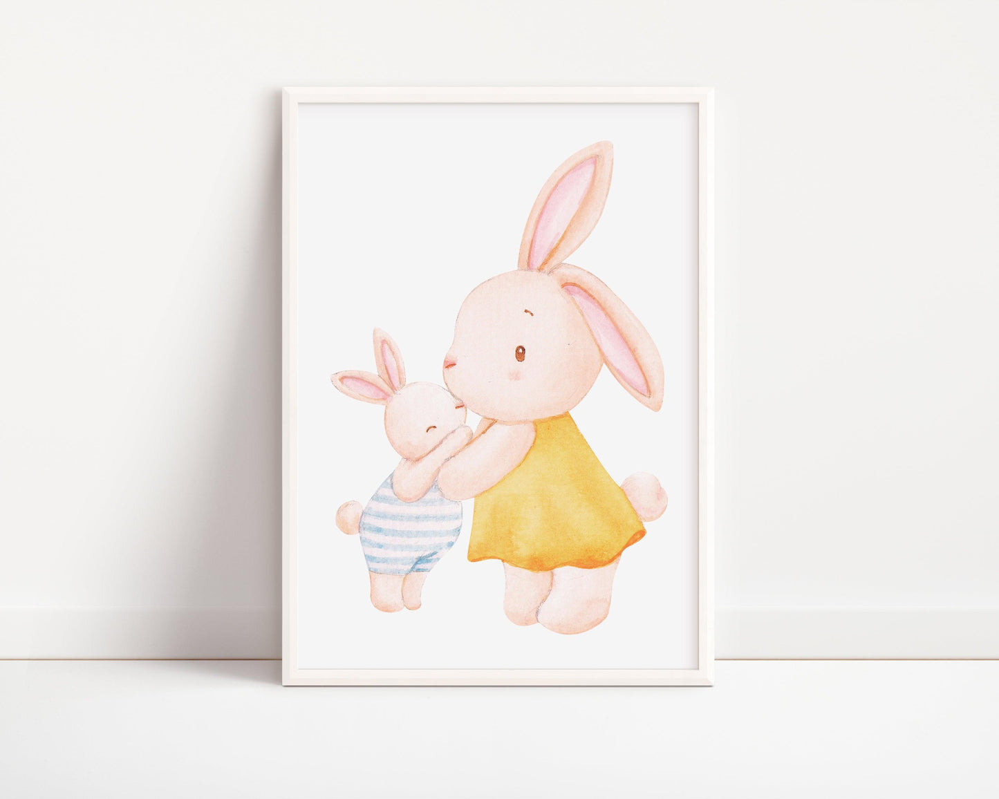 POSTER STAMPABILE PER BAMBINI CON CONIGLIETTO MADRE E FIGLIO