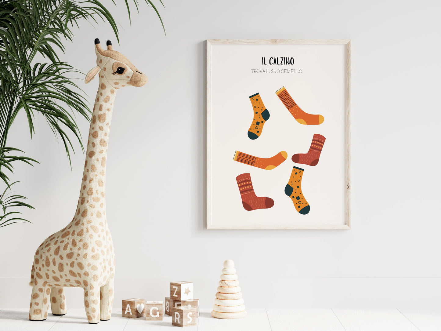 POSTER STAMPABILE PER BAMBINI CON CALZINI ROSSI E ARANCIONI