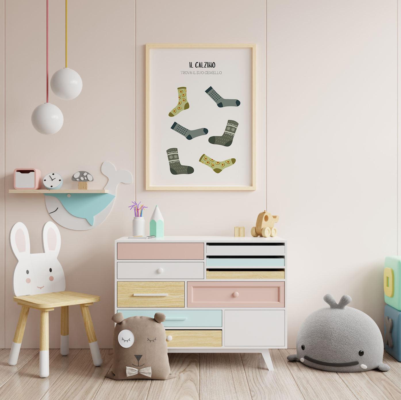 Poster per bambini da stampare con Calzini Blu e Verdi - PrintableChild