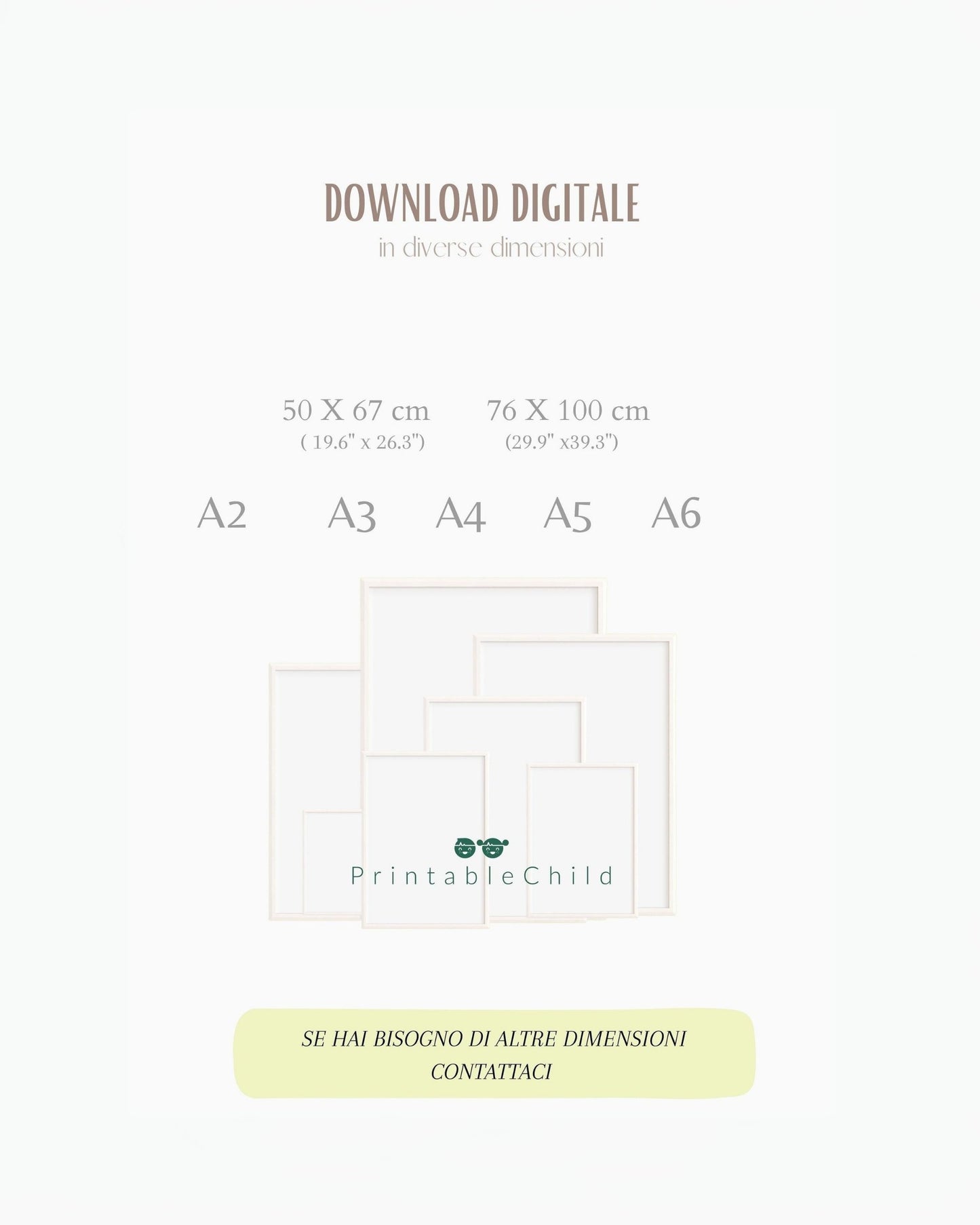 Scheda tecnica con dimensioni e formati disponibili del poster poligoni pastello.