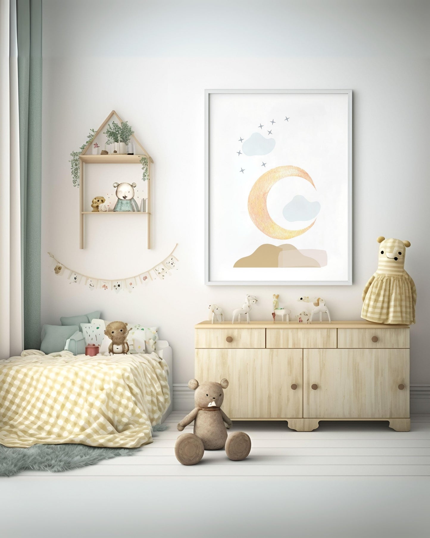 Poster per bambini da stampare – Mezzaluna con Nuvole (Stampa Digitale)