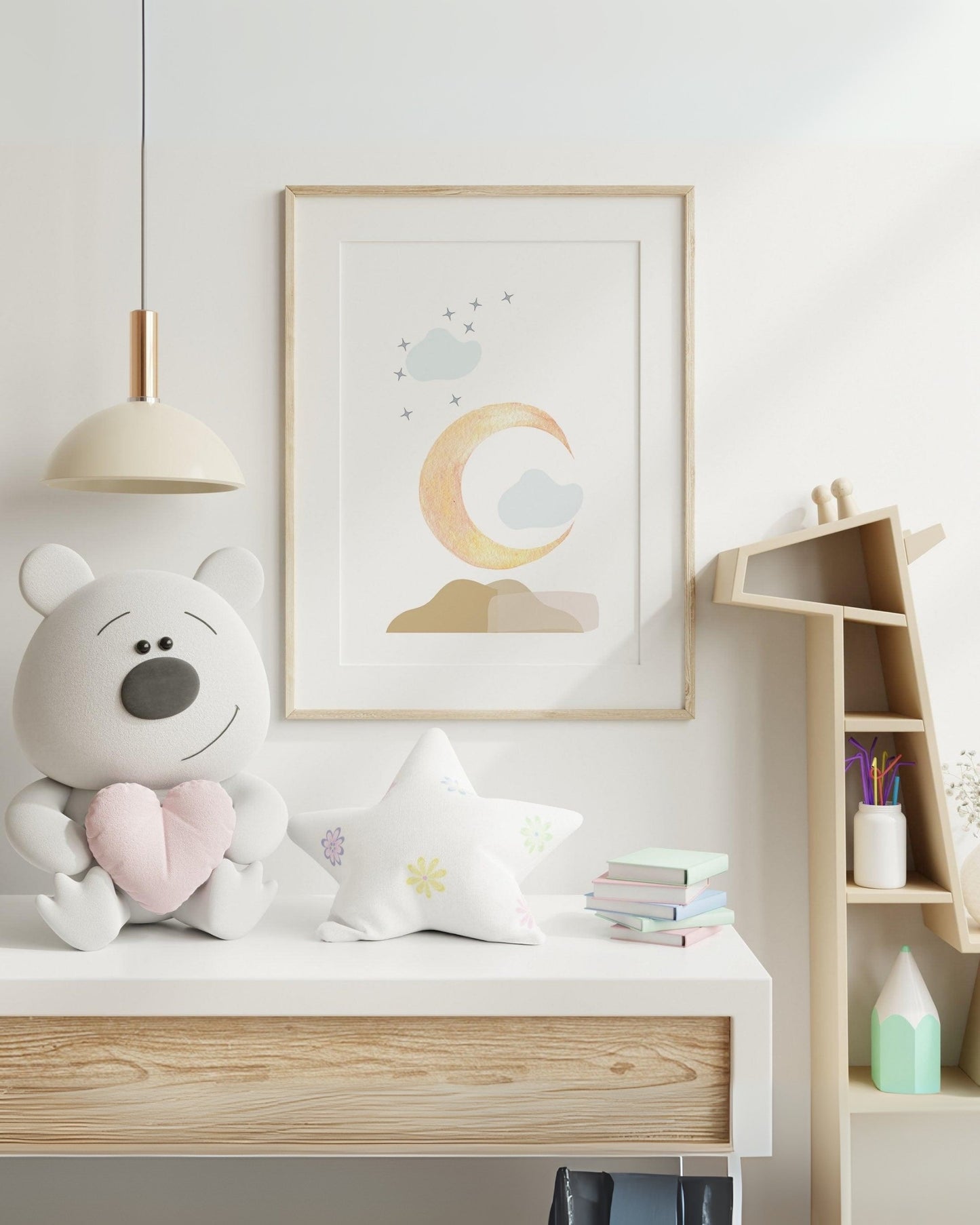 Poster per bambini da stampare – Mezzaluna con Nuvole (Stampa Digitale)
