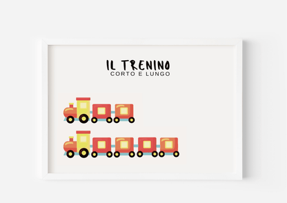 Poster per bambini da stampare con Trenino Corto e Lungo - PrintableChild