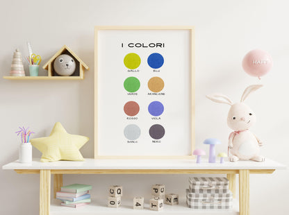 Poster per bambini da stampare con tondi colorati - PrintableChild