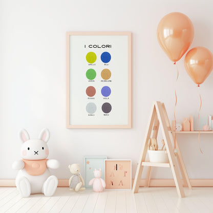 Poster per bambini da stampare con tondi colorati - PrintableChild