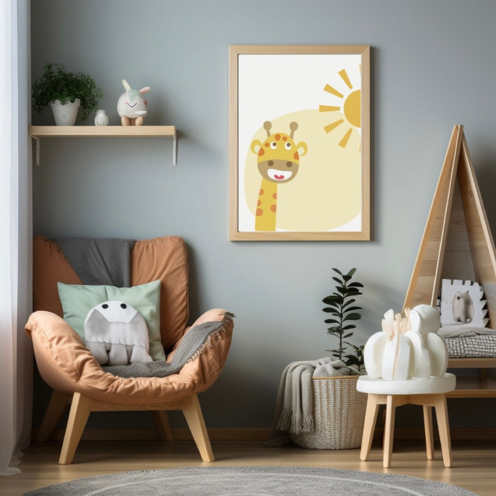 Poster per bambini da stampare con Giraffa e Sole