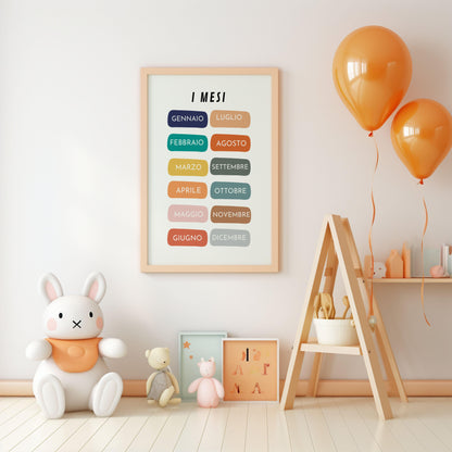 Poster per bambini da stampare con  Mesi dell'Anno - PrintableChild