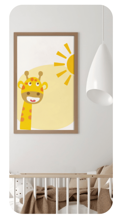 Poster per bambini da stampare con Giraffa e Sole - PrintableChild