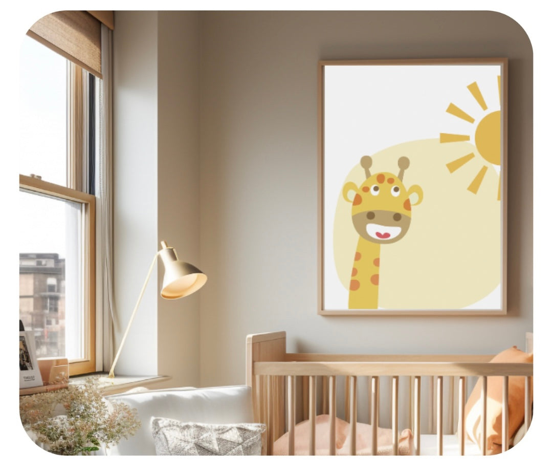 Poster per bambini da stampare con Giraffa e Sole