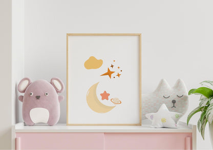 Poster  per bambini da stampare con Luna e Stelle - PrintableChild