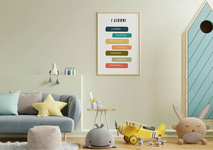 Poster per bambini da stampare con i Giorni della Settimana - PrintableChild