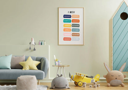 Poster per bambini da stampare con  Mesi dell'Anno - PrintableChild