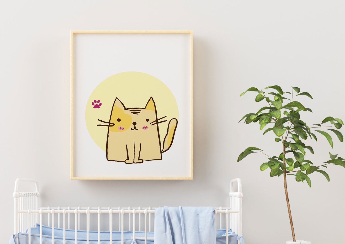 Poster Stampabile per bambini con Gatto Rosa