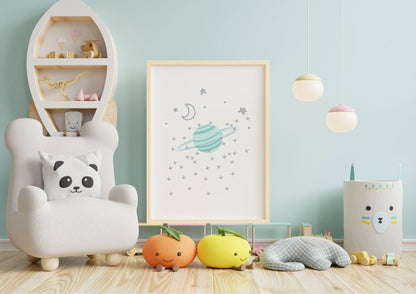 Poster  per bambini da stampare  Pianeta Anello con Luna - PrintableChild