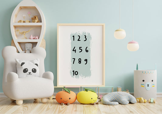 Poster  per bambini da stampare con  Numeri da 1 a 10 Verticale
