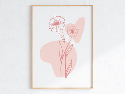 POSTER STAMPABILE PER BAMBINI CON FIORI ROSA E CUORE