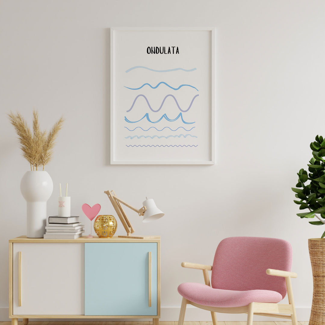 Poster per bambini da stampare con Linea Ondulata Colorata