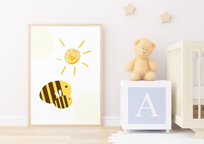 Poster per bambini da stampare con Api e Sole - PrintableChild