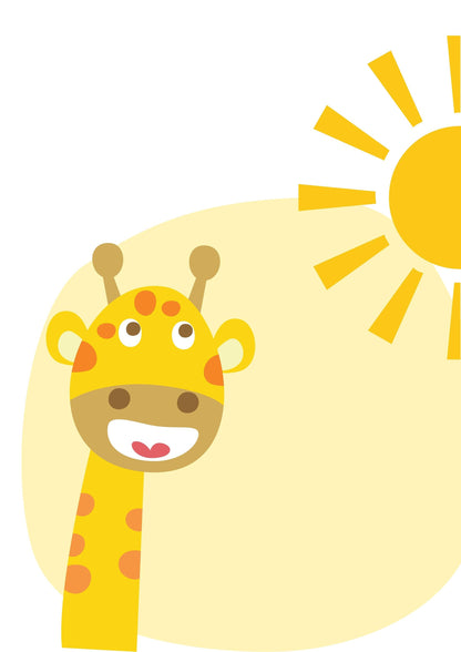 POSTER STAMPABILE PER BAMBINI CON GIRAFFA E SOLE