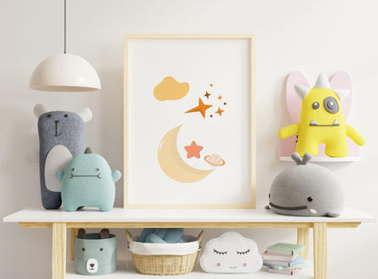 Poster  per bambini da stampare con Luna e Stelle - PrintableChild