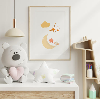 Poster  per bambini da stampare con Luna e Stelle - PrintableChild