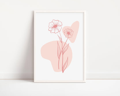 POSTER STAMPABILE PER BAMBINI CON FIORI ROSA E CUORE