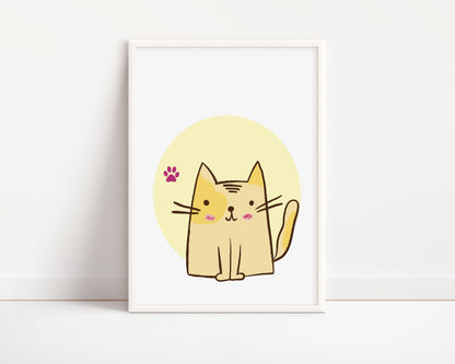 POSTER STAMPABILE PER BAMBINI CON GATTO ROSA