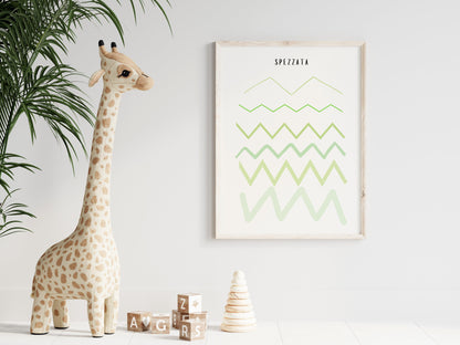 POSTER STAMPABILE PER BAMBINI CON LINEA SPEZZATA VERDE