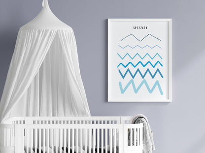 POSTER STAMPABILE PER BAMBINI CON LINEA SPEZZATA BLU