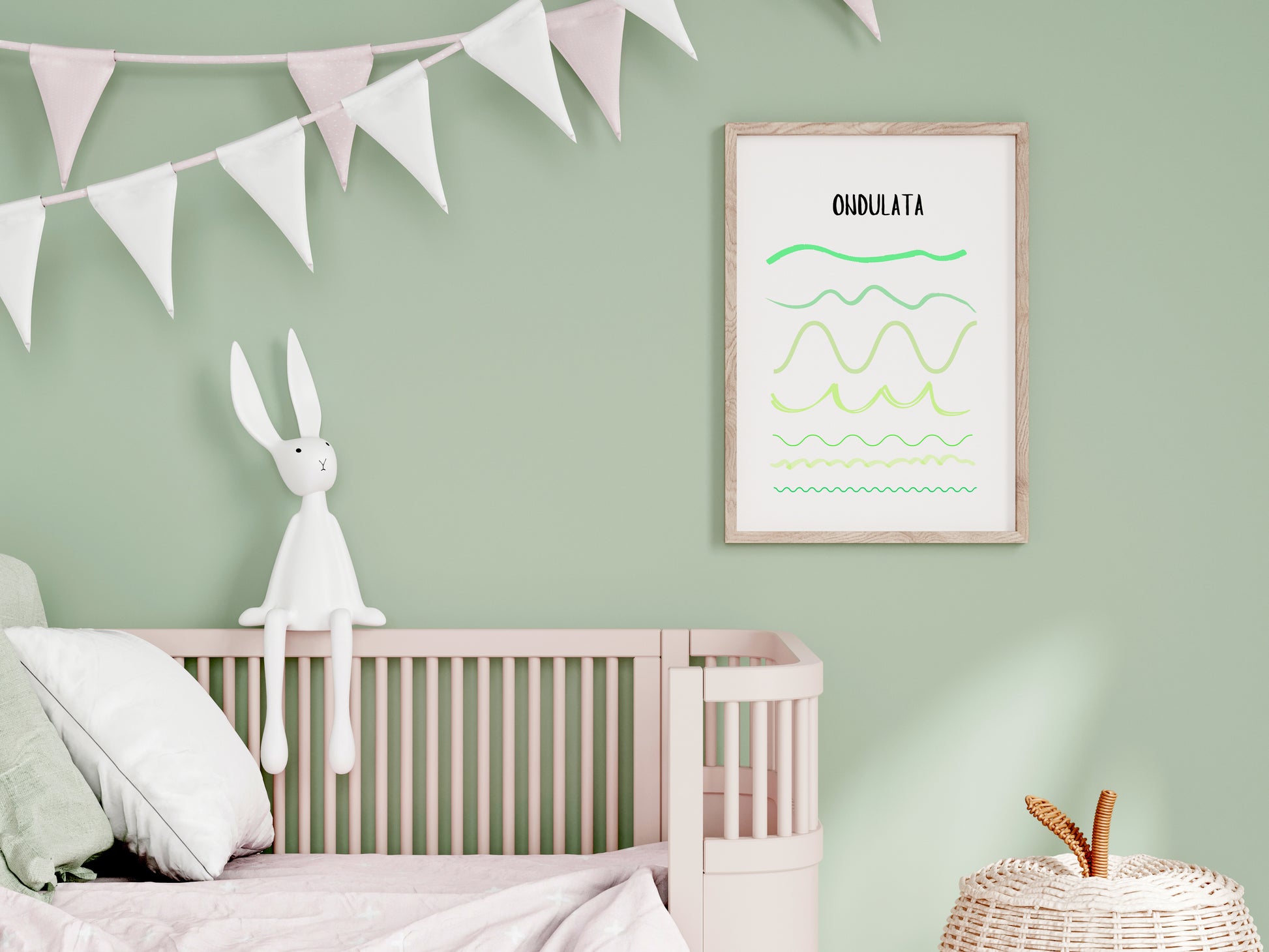 POSTER STAMPABILE PER BAMBINI CON LINEA ONDULATA VERDE