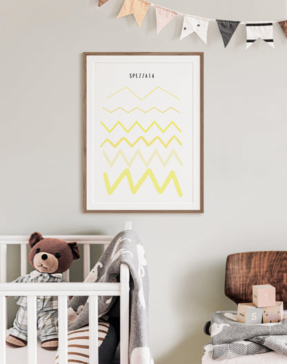 POSTER STAMPABILE PER BAMBINI CON LINEA SPEZZATA GIALLA