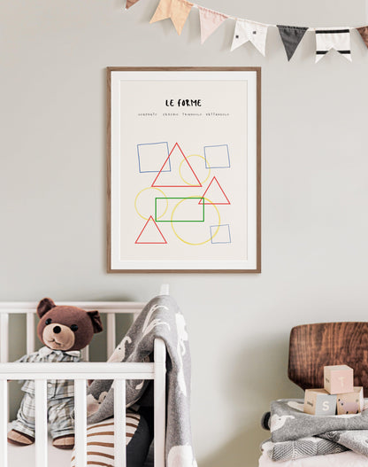 POSTER STAMPABILE PER BAMBINI CON FORME GEOMETRICHE  COLORATE