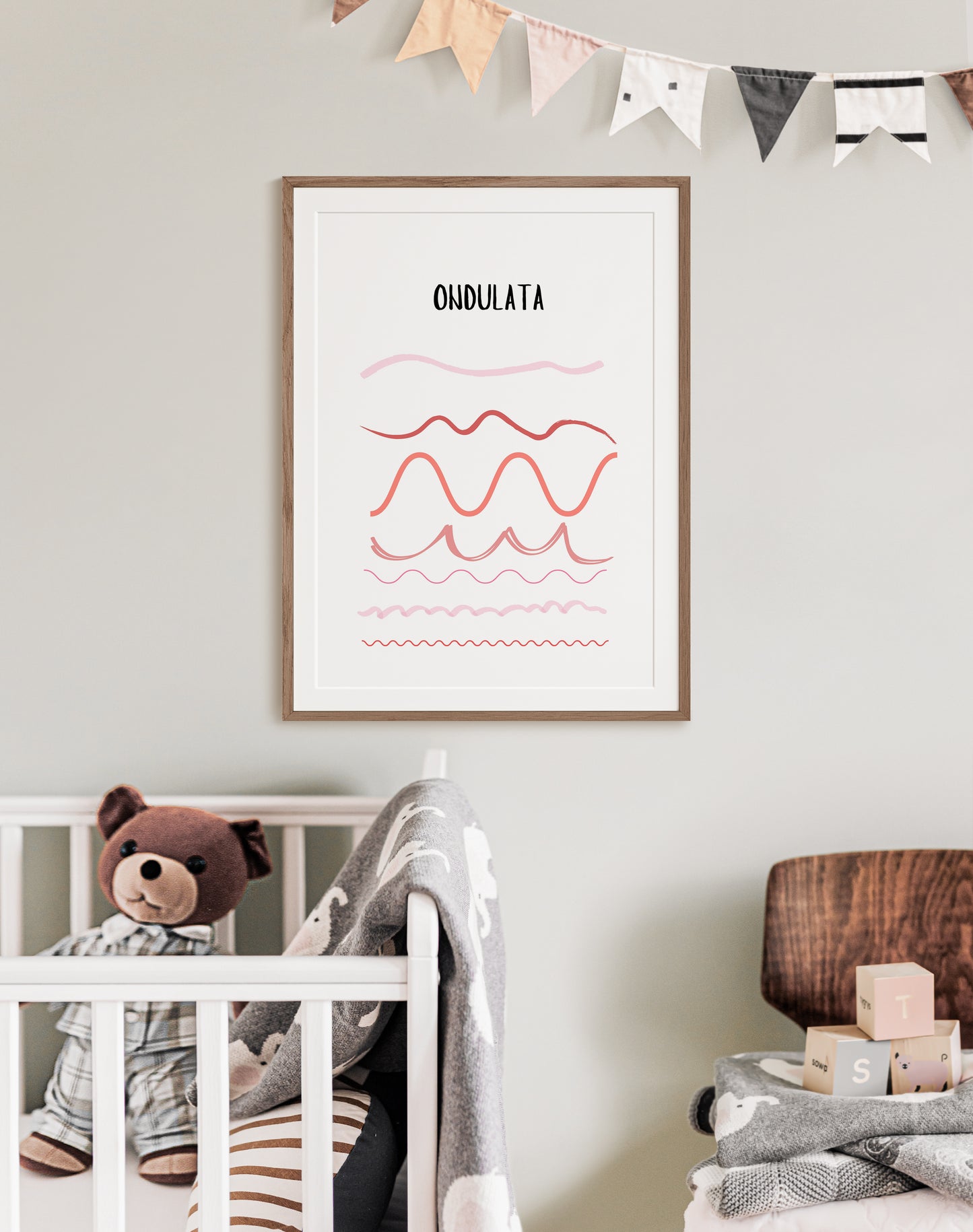 POSTER STAMPABILE PER BAMBINI CON LINEA ONDULATA ROSSA