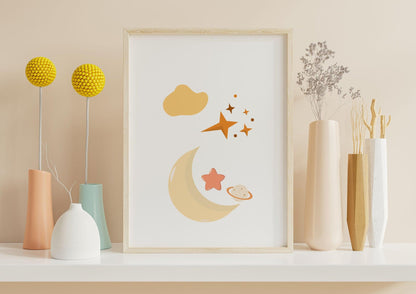 Poster  per bambini da stampare con Luna e Stelle - PrintableChild