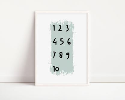 Poster  per bambini da stampare con  Numeri da 1 a 10 Verticale