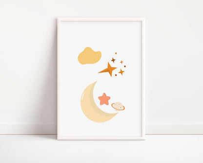 Poster  per bambini da stampare con Luna e Stelle - PrintableChild