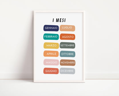 Poster per bambini da stampare con  Mesi dell'Anno - PrintableChild