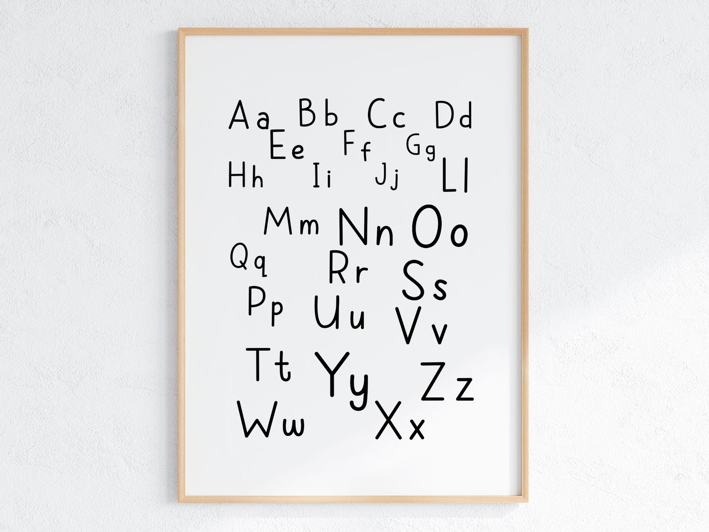 Poster  per bambini da stampare con  Alfabeto Lettere Maiuscole e Minuscole
