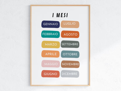 Poster per bambini da stampare con  Mesi dell'Anno - PrintableChild