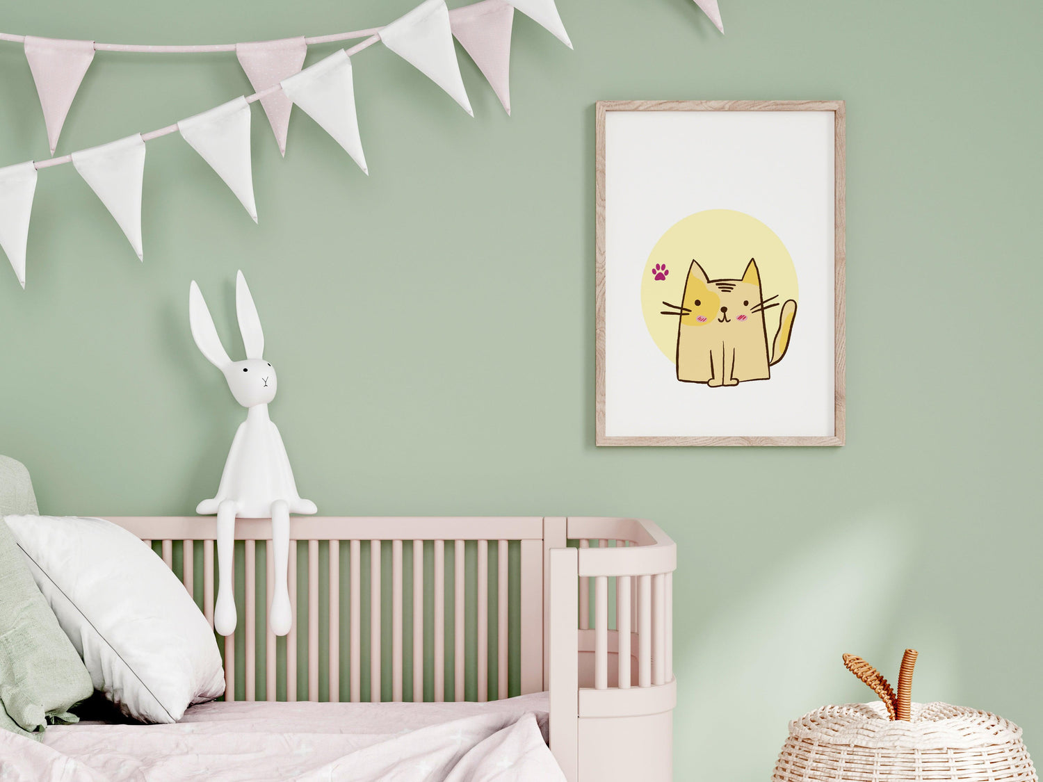 POSTER STAMPABILE PER BAMBINI CON GATTO ROSA