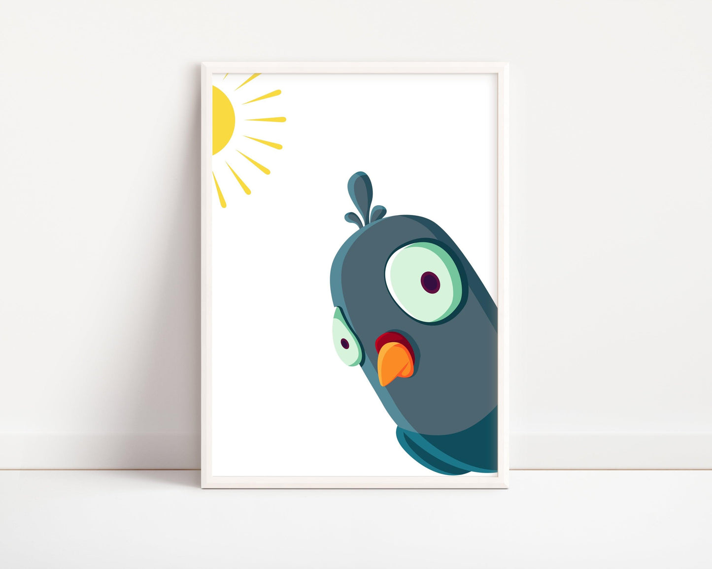 POSTER STAMPABILE PER BAMBINI CON PAPPAGALLO E SOLE