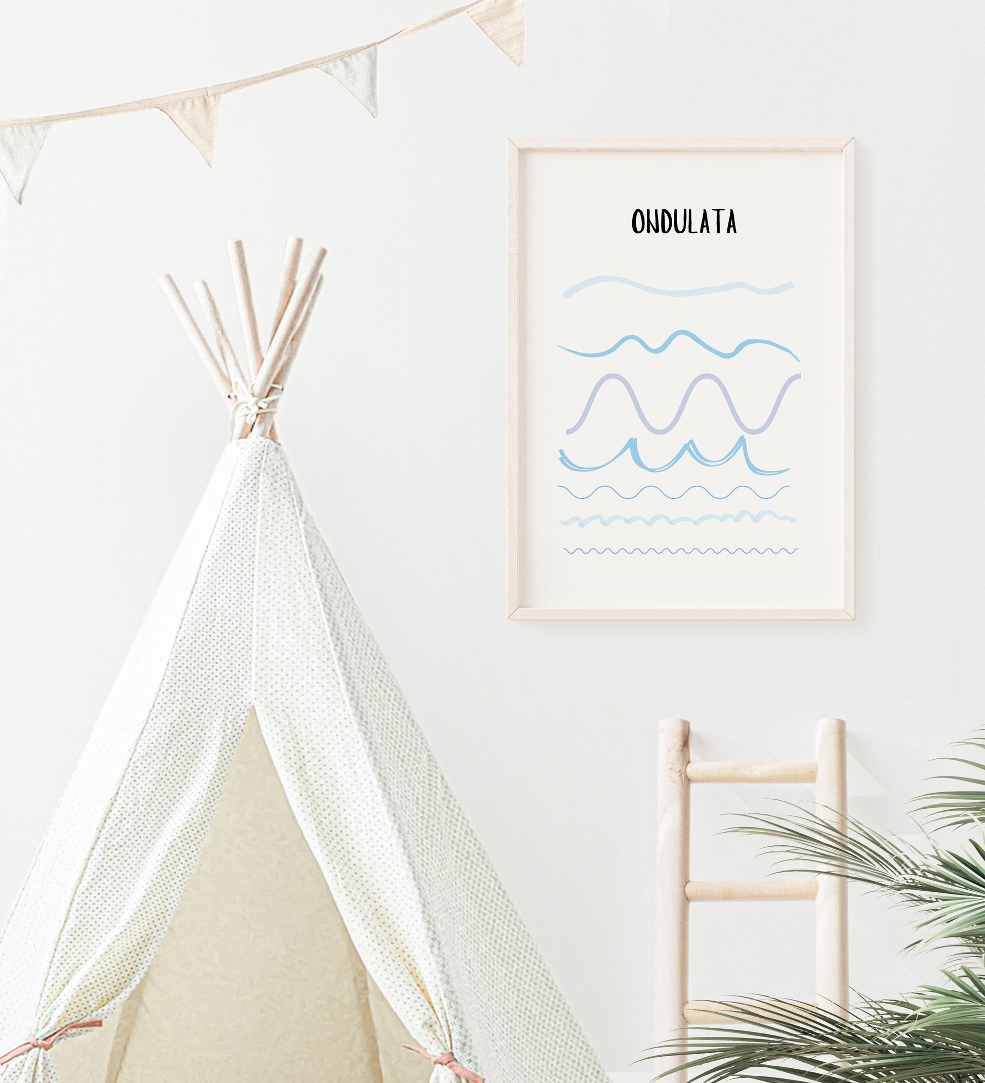 POSTER STAMPABILE PER BAMBINI CON LINEA ONDULATA BLU