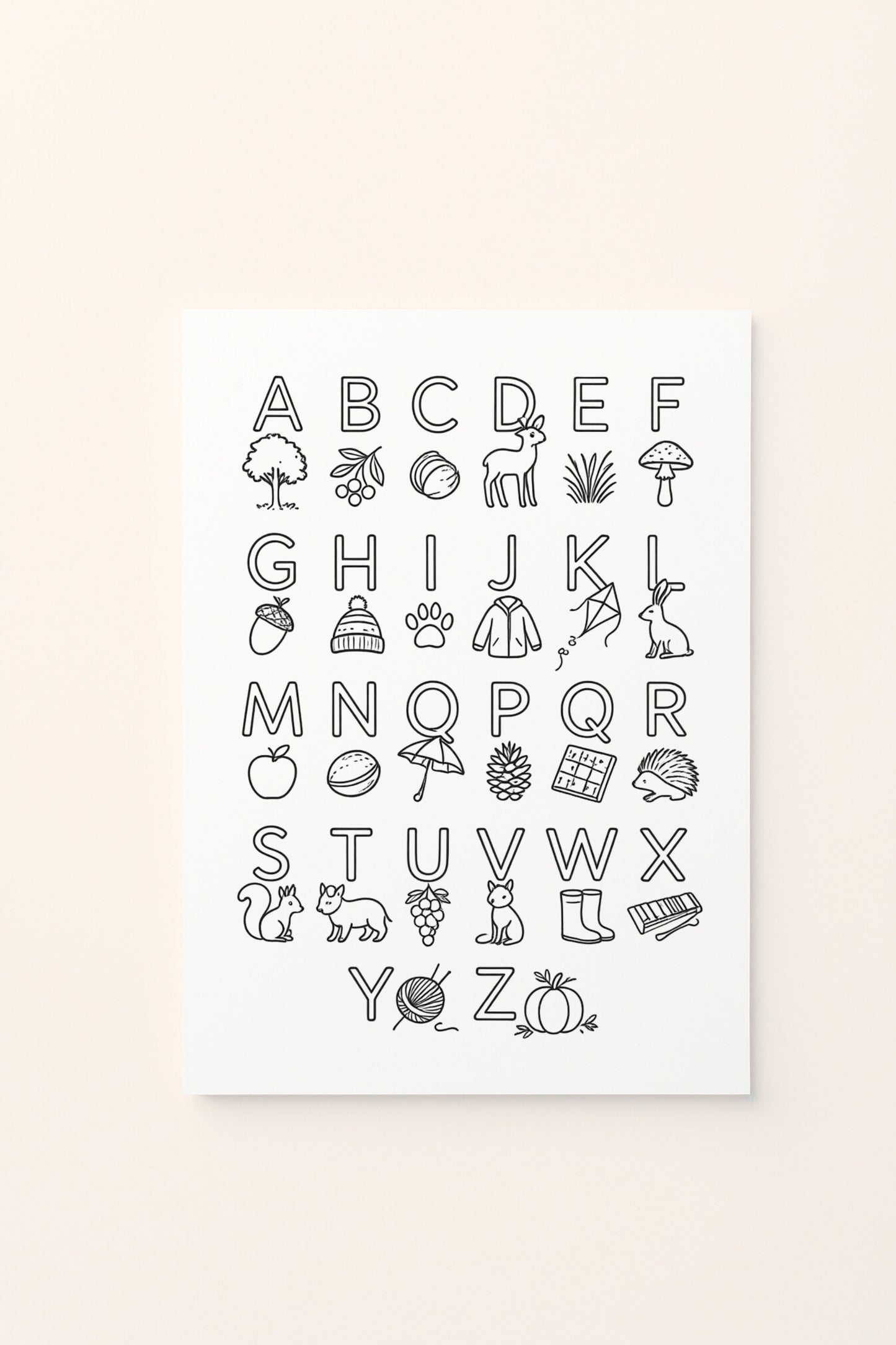 Poster per bambini da stampare Alfabeto Autunnale Colori (Stampa Digitale)