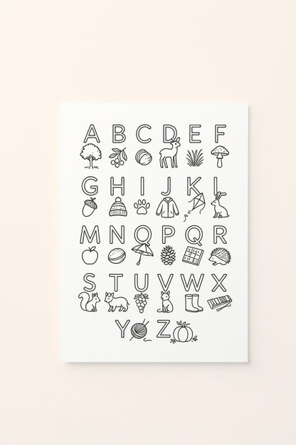 Poster per bambini da stampare Alfabeto Autunnale Colori (Stampa Digitale)