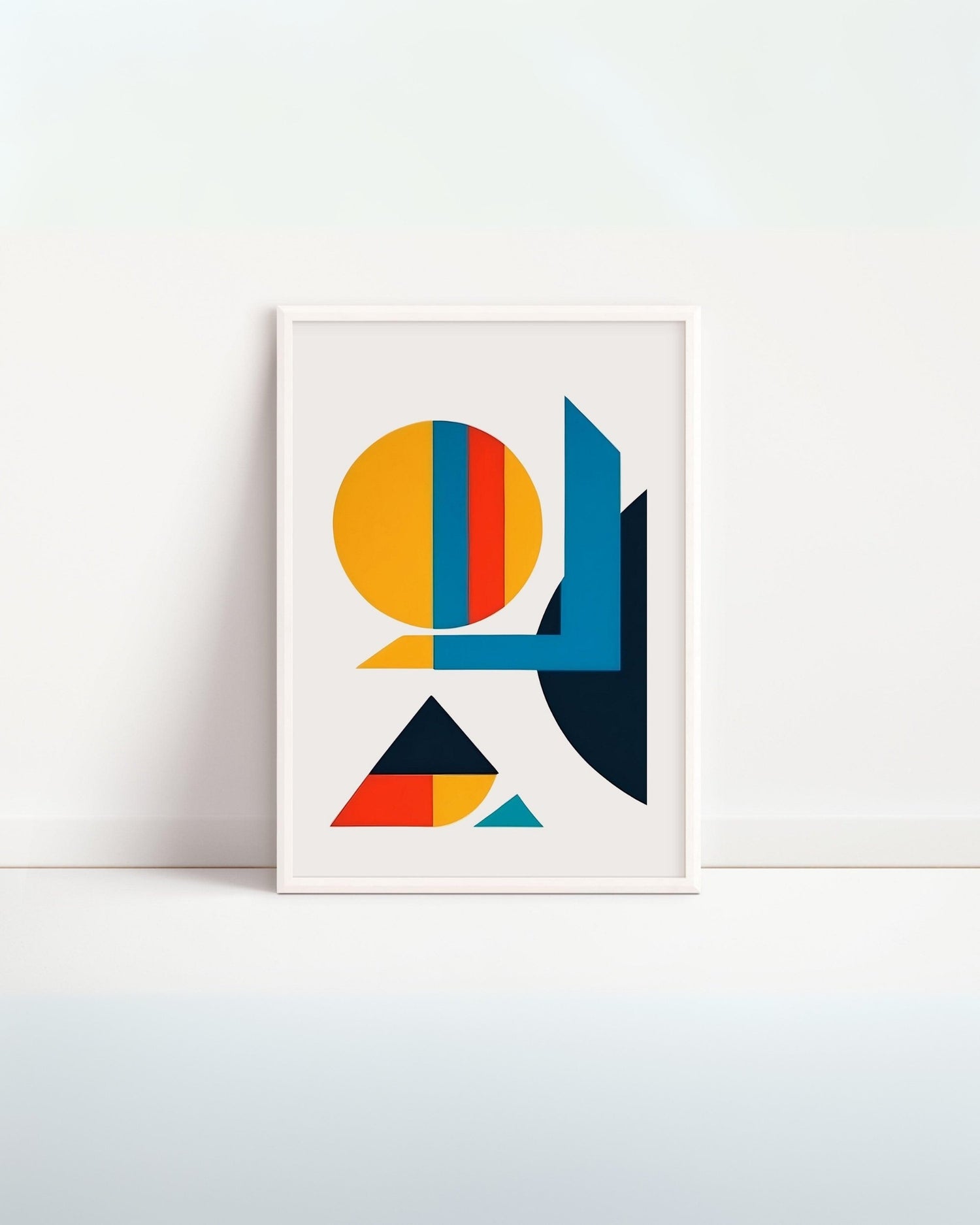 Poster digitale per bambini Fantasia Angolare con forme geometriche e colori vivaci, decorazione educativa per cameretta.